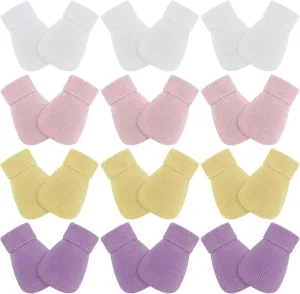 12 Pairs Baby Preemie Mittens Preemie Gloves No Scratch Baby Mittens Newborn Cotton Gloves for Premature Newborn Girls Boys