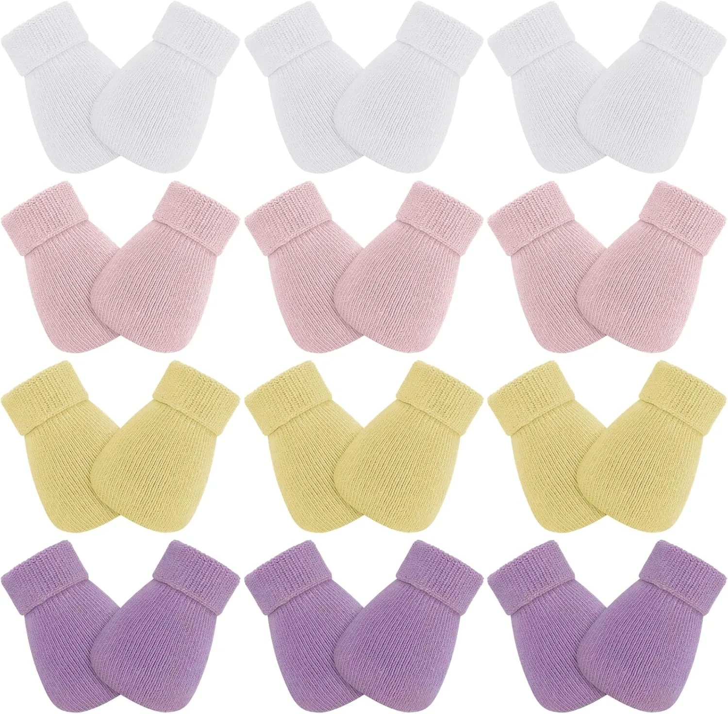 12 Pairs Baby Preemie Mittens Preemie Gloves No Scratch Baby Mittens Newborn Cotton Gloves for Premature Newborn Girls Boys