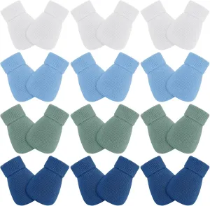 12 Pairs Baby Preemie Mittens Preemie Gloves No Scratch Baby Mittens Newborn Cotton Gloves for Premature Newborn Girls Boys