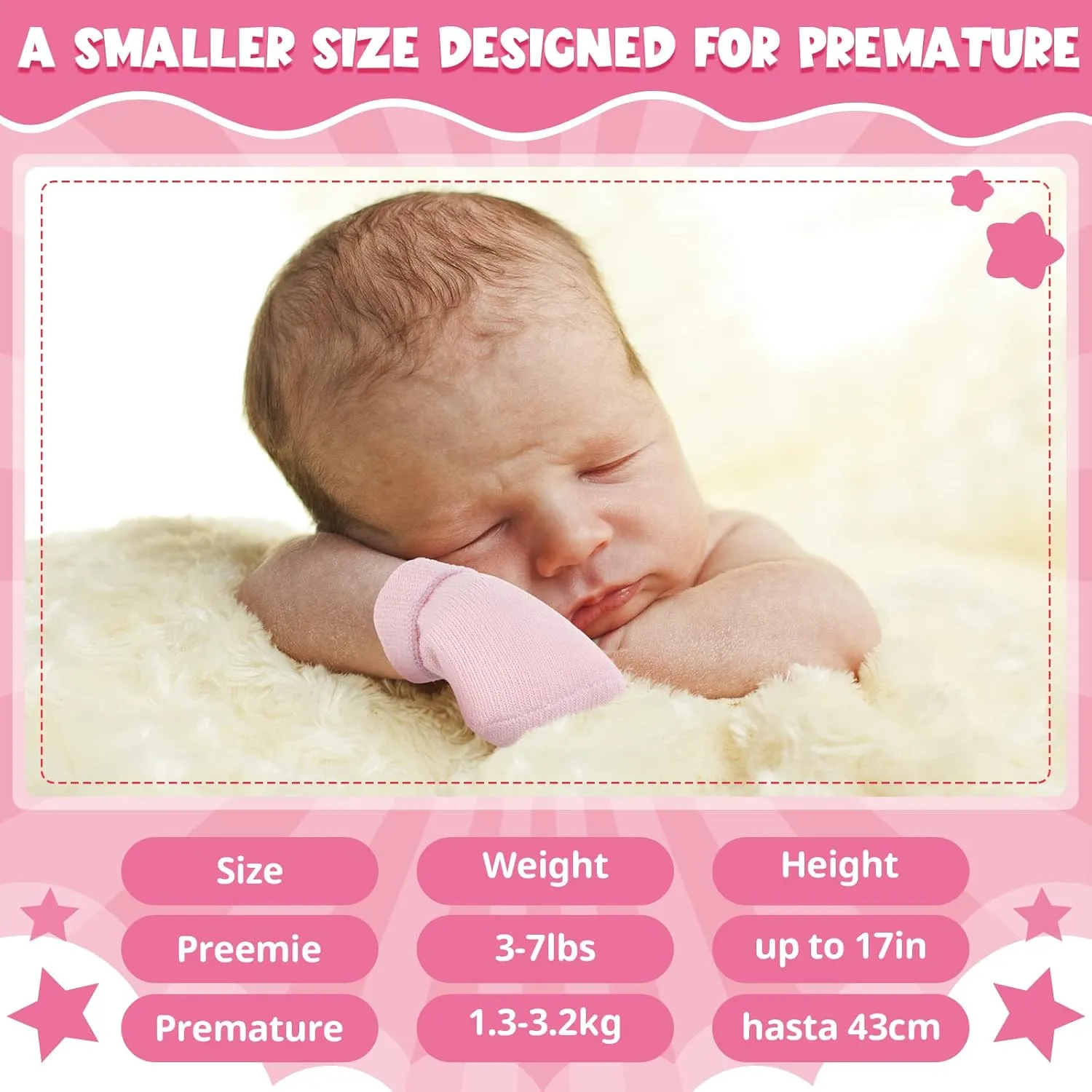 12 Pairs Baby Preemie Mittens Preemie Gloves No Scratch Baby Mittens Newborn Cotton Gloves for Premature Newborn Girls Boys