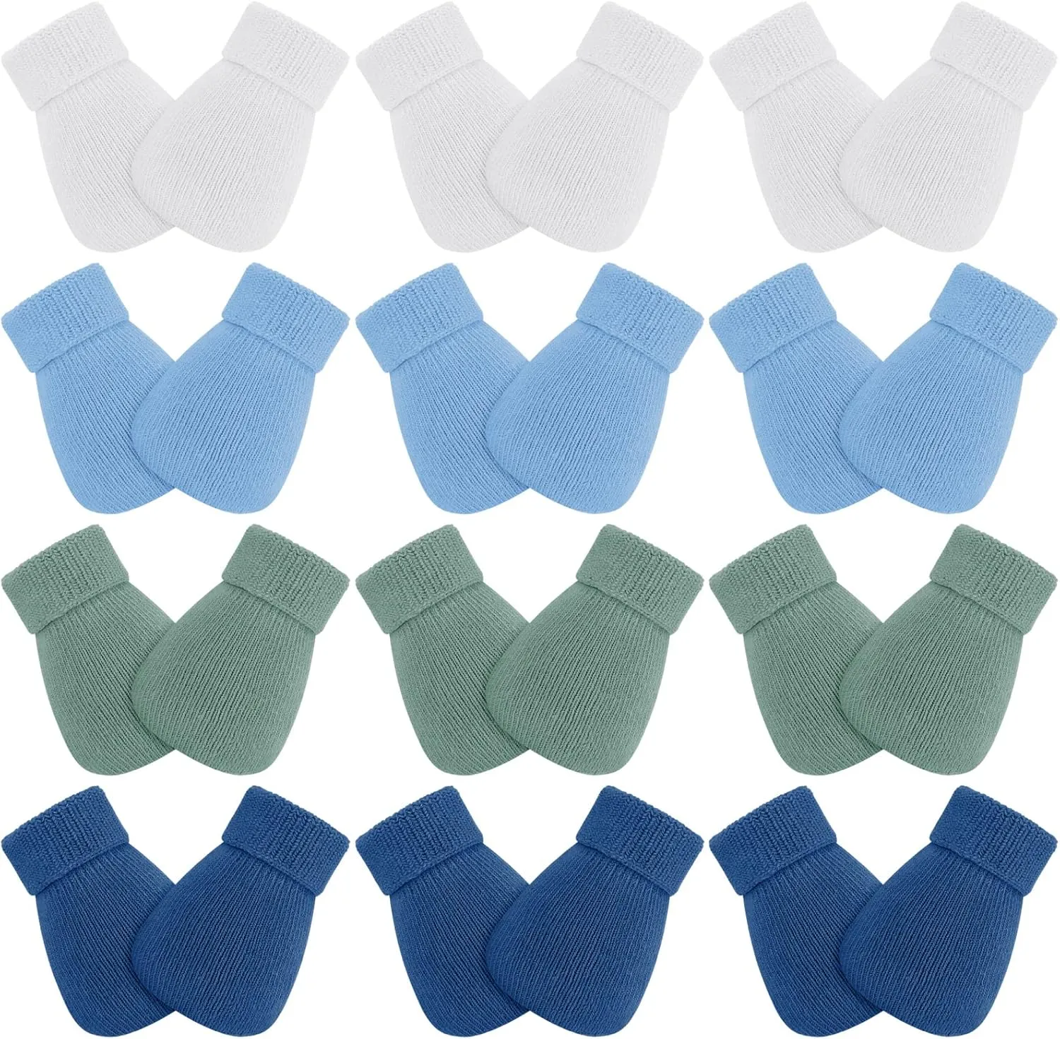 12 Pairs Baby Preemie Mittens Preemie Gloves No Scratch Baby Mittens Newborn Cotton Gloves for Premature Newborn Girls Boys