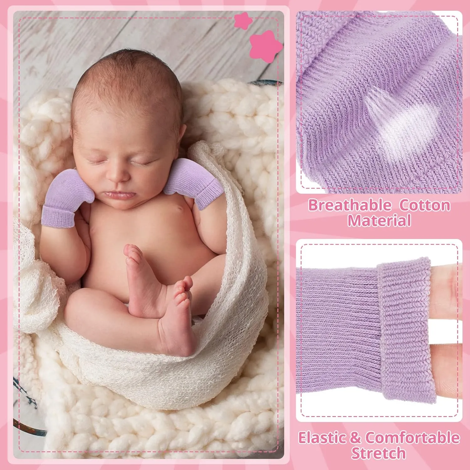 12 Pairs Baby Preemie Mittens Preemie Gloves No Scratch Baby Mittens Newborn Cotton Gloves for Premature Newborn Girls Boys