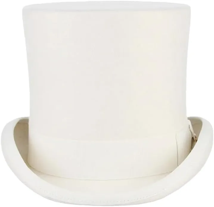 17Cm Wool Felt High Top Hat Topper Derby Hat for Women Men Party Dress Costume Cap White S(55cm)