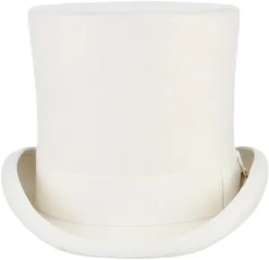 17Cm Wool Felt High Top Hat Topper Derby Hat for Women Men Party Dress Costume Cap White S(55cm)