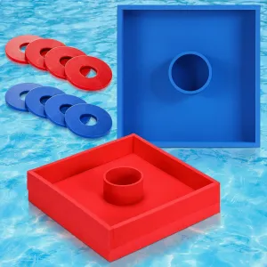 2 Sets Floating Washer Toss Games Set Includes 2 Targets and 8 Washers for Outdoor Adults Family Swimming Pool Float Party Water Board Games