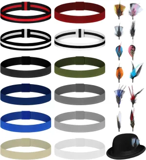 24 Pcs Hat Bands Decorative Feathers for Cowboy Panama Western Costume Headwear Women Men