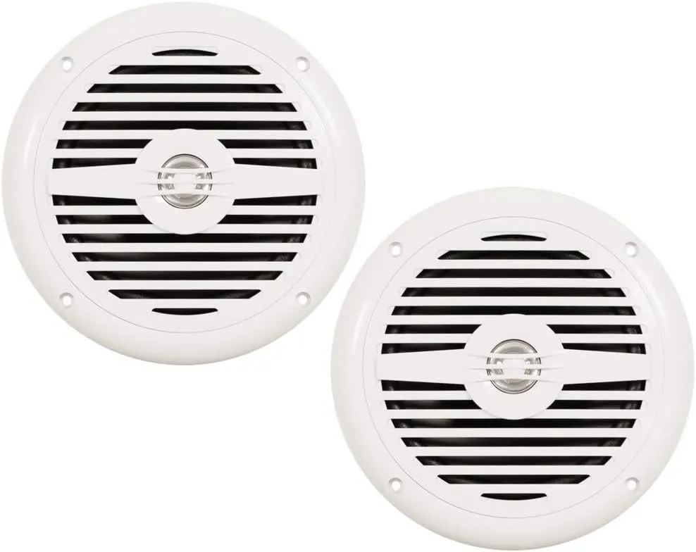 Acoustic Audio by Goldwood MRN65W Waterproof Flush Mount Marine 6.5" Speakers 1 Pair Pack White