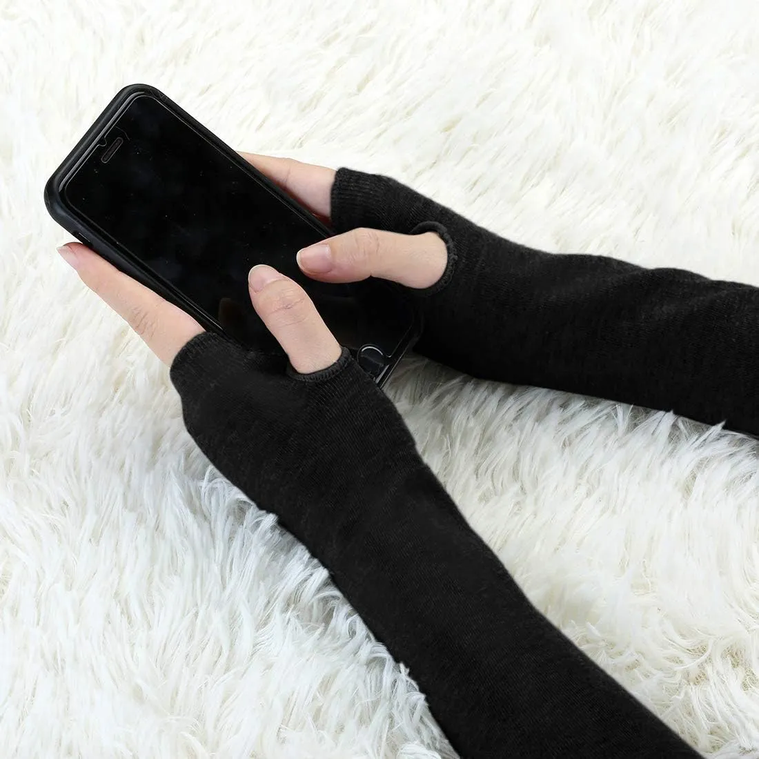Allegra K Unisex Classic Fashion Stretch Fingerless Arm Warmers Oversleeve