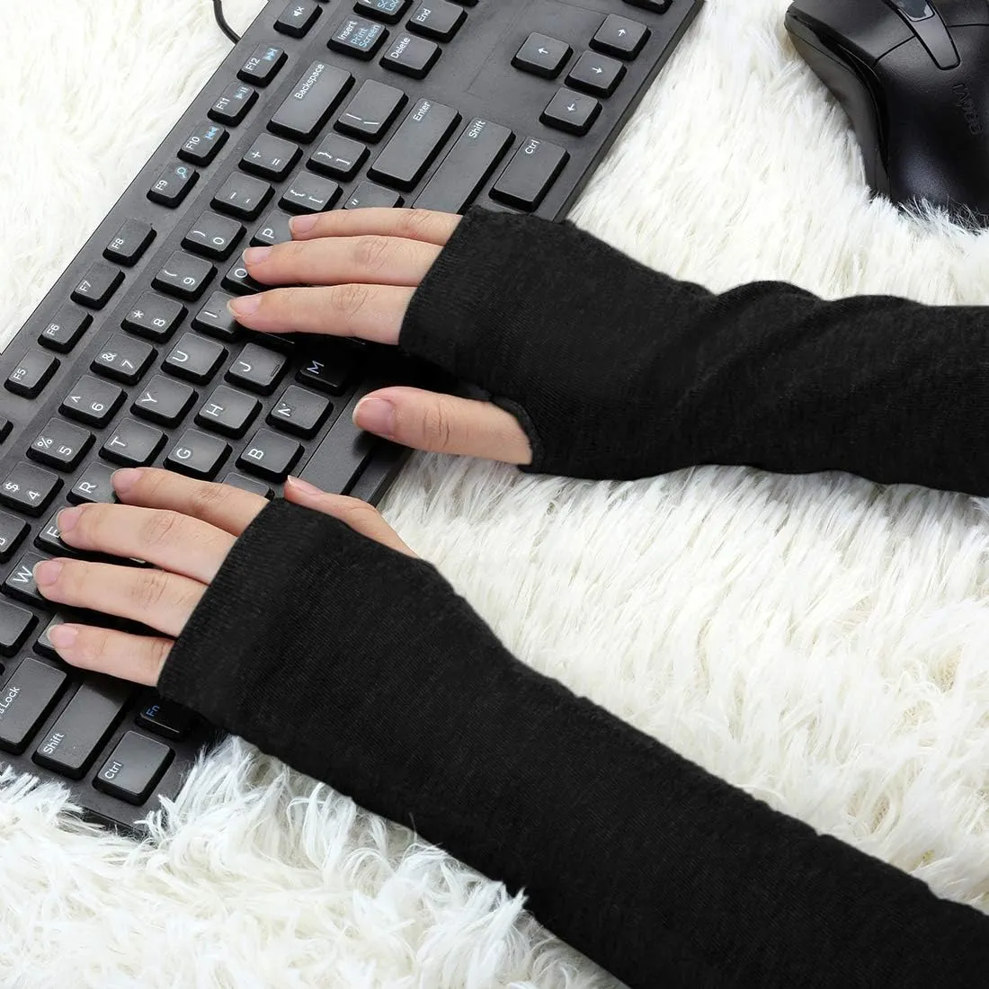 Allegra K Unisex Classic Fashion Stretch Fingerless Arm Warmers Oversleeve