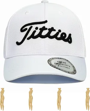 Bamveio Titties Hat Tittiess Golf Hats for Men Women,Funny Tittes Hat, Titliest Cap, White and Black