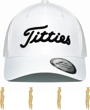 Bamveio Titties Hat Tittiess Golf Hats for Men Women,Funny Tittes Hat, Titliest Cap, White and Black