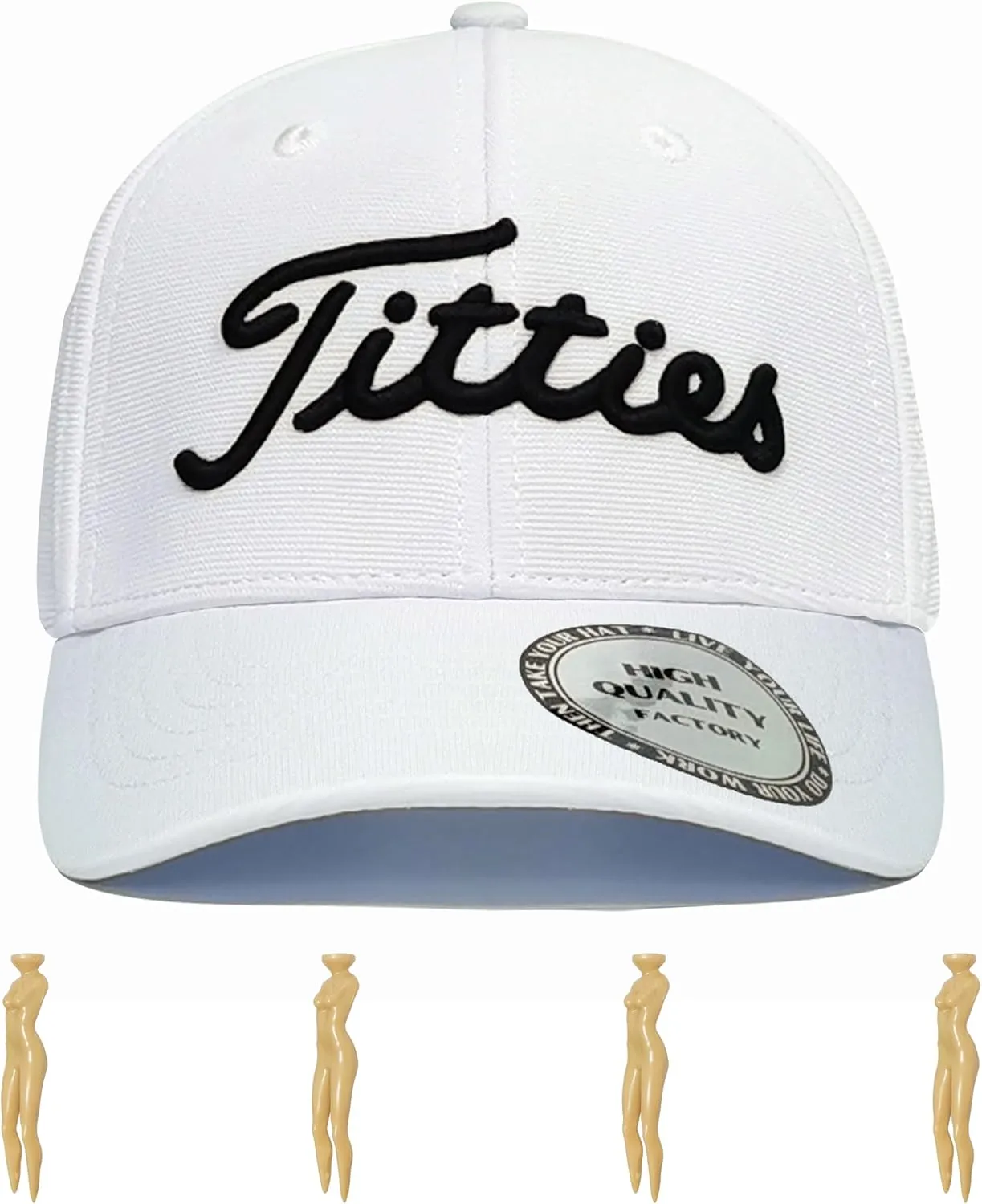 Bamveio Titties Hat Tittiess Golf Hats for Men Women,Funny Tittes Hat, Titliest Cap, White and Black