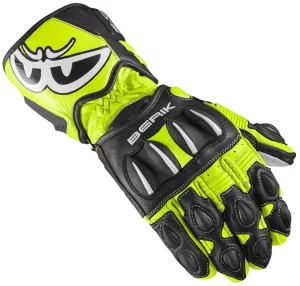Berik Thunar Evo Motorcycle Gloves with Long Cuffs, Black/Yellow