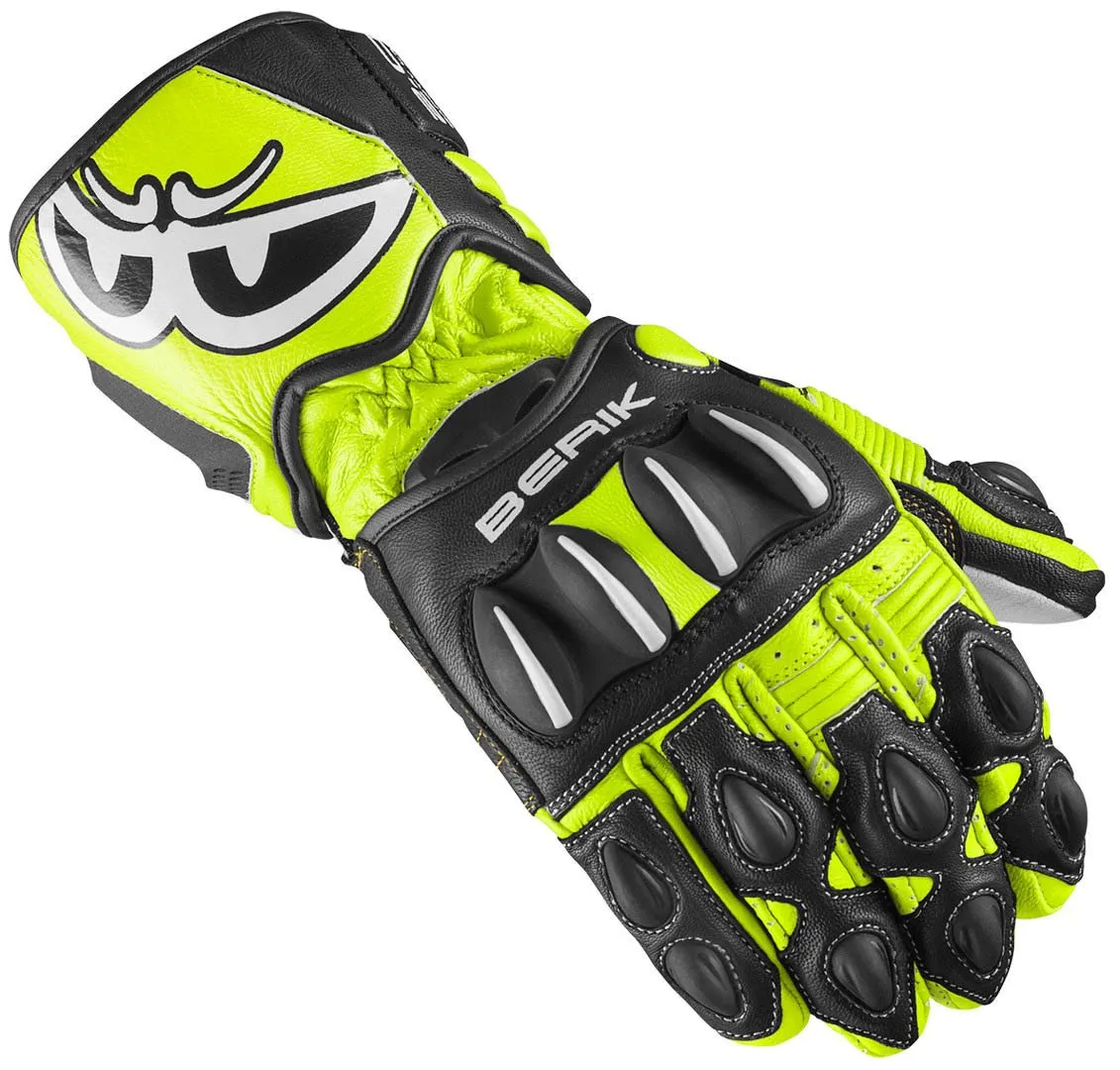 Berik Thunar Evo Motorcycle Gloves with Long Cuffs, Black/Yellow