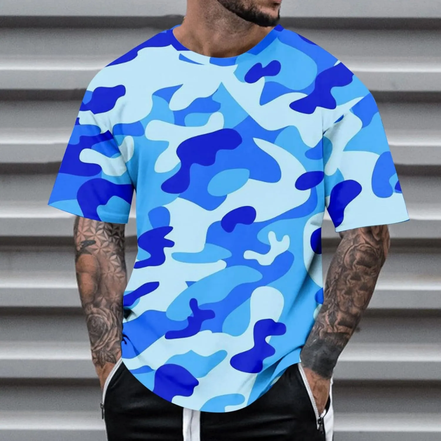 Casual Summer Camouflage Short Sleeve Shirt Plus Size Outdoor Fashion Tees Trendy Blouse T Shirt