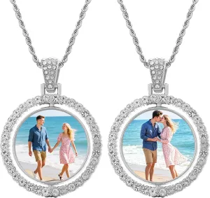 Custom Circle Chain, Custom Necklace with Picture, Picture Necklace Personalized Photo, Customized Memorial Necklaces Gifts for Men Women Wife Mom Grilfriend
