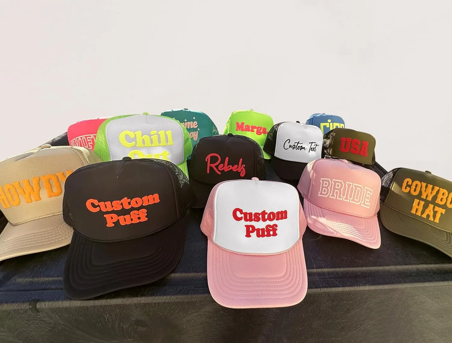 Custom Puff Print Trucker Hat Add Your Text Custom Hat for Men Women Customizable Trucker Hat with Snapback