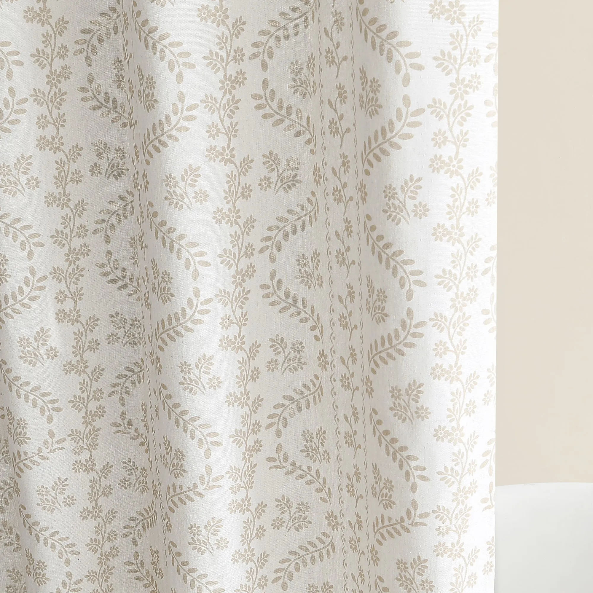 Doreen Delicate Floral Linen Textured Shower Curtain