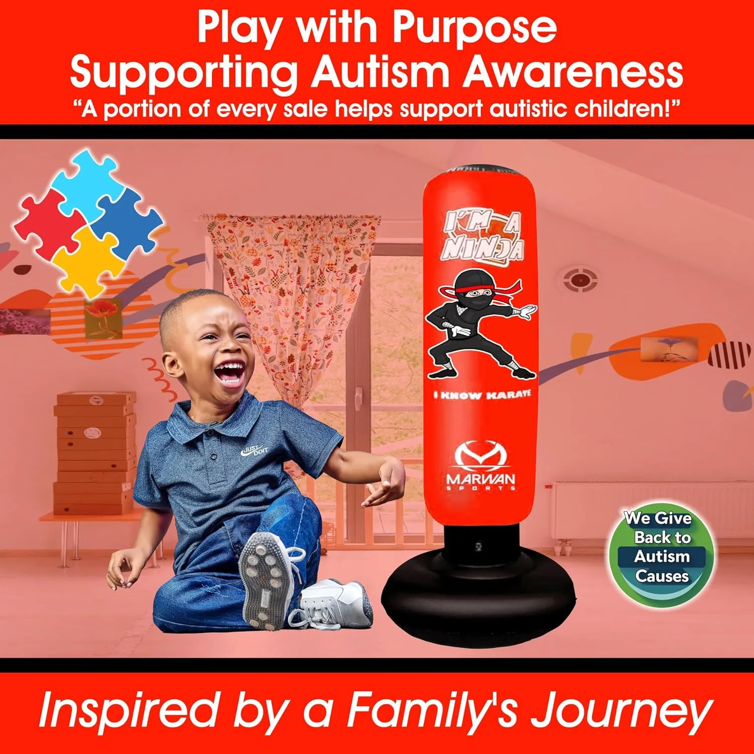 Durable Inflatable Kids Punching Bag for Karate and Boxing  Bounce-Back Martial Arts Bag for Boys and Girls, Great Birthday Gift to Relieve Energy and Build Skills for Boys Ages 4-12