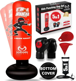 Durable Inflatable Kids Punching Bag for Karate and Boxing  Bounce-Back Martial Arts Bag for Boys and Girls, Great Birthday Gift to Relieve Energy and Build Skills for Boys Ages 4-12