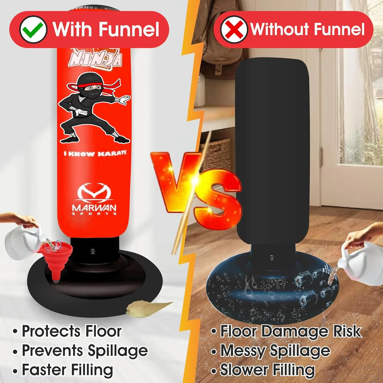 Durable Inflatable Kids Punching Bag for Karate and Boxing  Bounce-Back Martial Arts Bag for Boys and Girls, Great Birthday Gift to Relieve Energy and Build Skills for Boys Ages 4-12