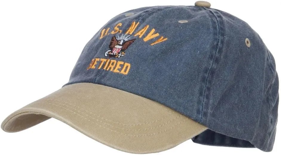 e4Hats.com US Navy Retired Military Embroidered Two Tone Cap