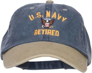 e4Hats.com US Navy Retired Military Embroidered Two Tone Cap