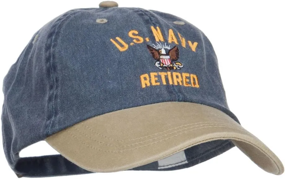 e4Hats.com US Navy Retired Military Embroidered Two Tone Cap