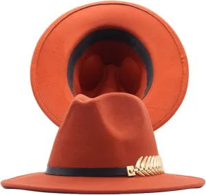 Fedora Buckle Wool Belt Panama Hat Hat Womens Wide Floppy Classic Baseball Caps 412 Hat Orange