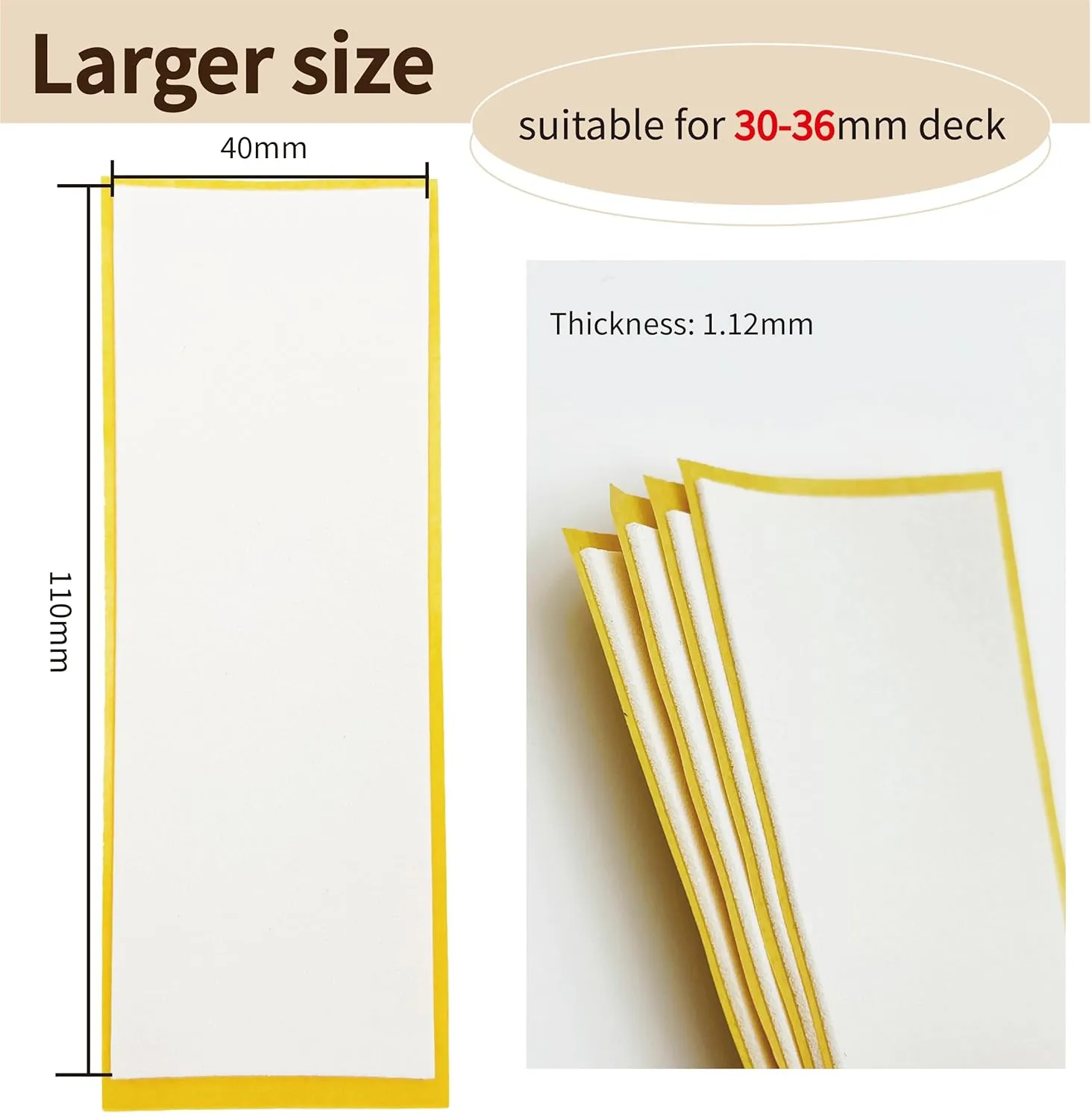 Fingerboard Foam Grip Tape, Finger Skateboard Griptape 40mmX110mm (16pcs Black 8pcs White)