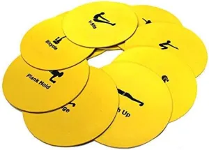 Flat Round Disc Markers | Exercise Workout | Non Slip Circuit Training Set | Outdoor/Indoor Sports Landmark Track and Field Markers | Yellow 10 Exercise Set