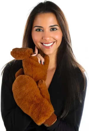 Funky Junque Faux Fur Flip Mittens Womens Warm Convertible Fingerless Gloves