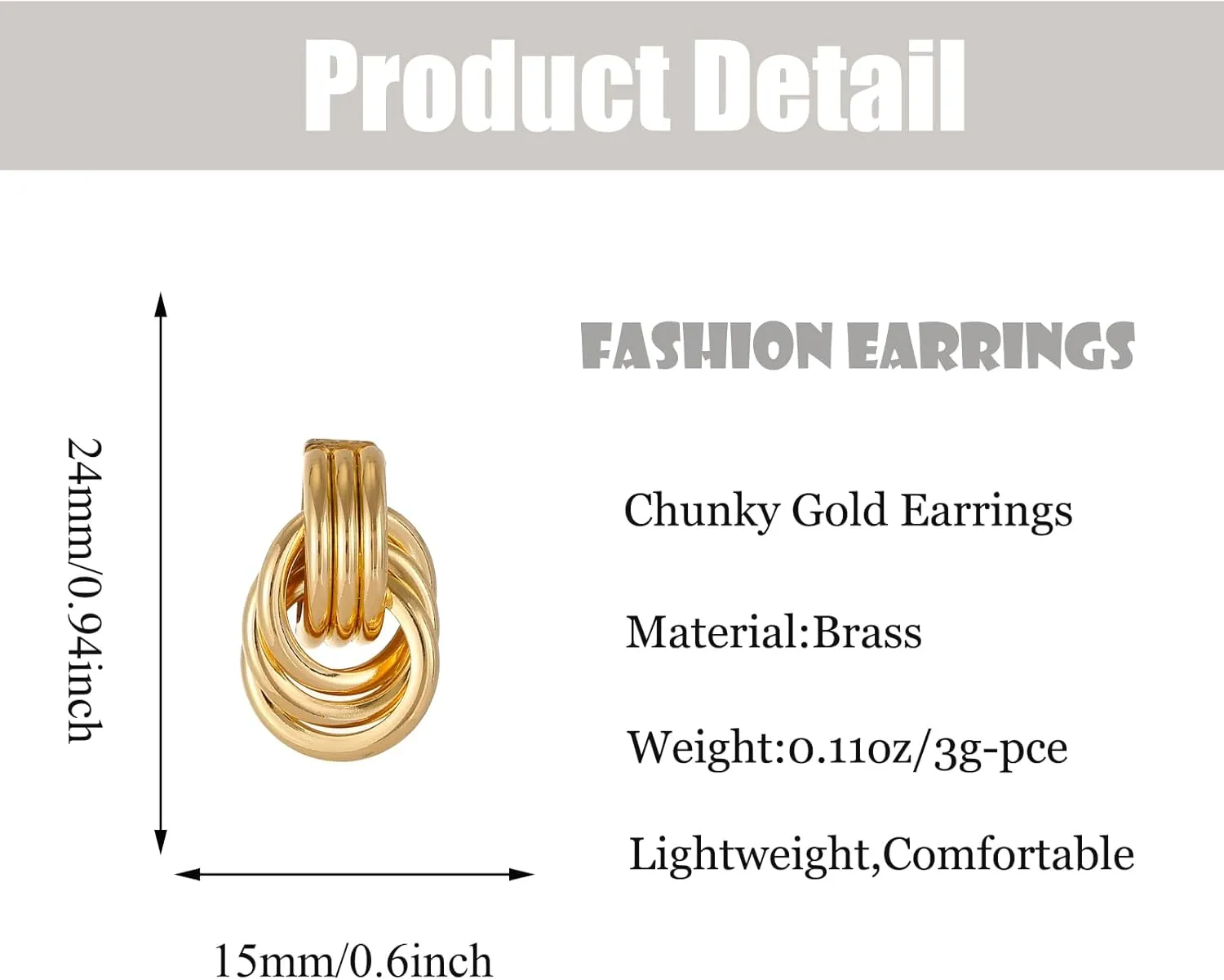 Gold/Silver Statement Geometric Earrings for Women Chunky Gold Knot Link Drop Dangle Earrings Trendy Jewelry Gift