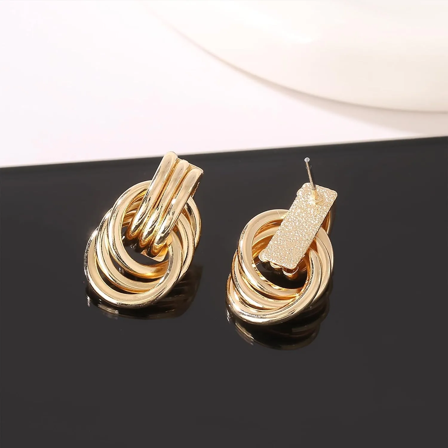 Gold/Silver Statement Geometric Earrings for Women Chunky Gold Knot Link Drop Dangle Earrings Trendy Jewelry Gift