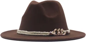 Hat Fedora Classic Wide Belt Floppy Wool Womens Hat Panama Buckle Baseball Caps Caps 47 Coffee
