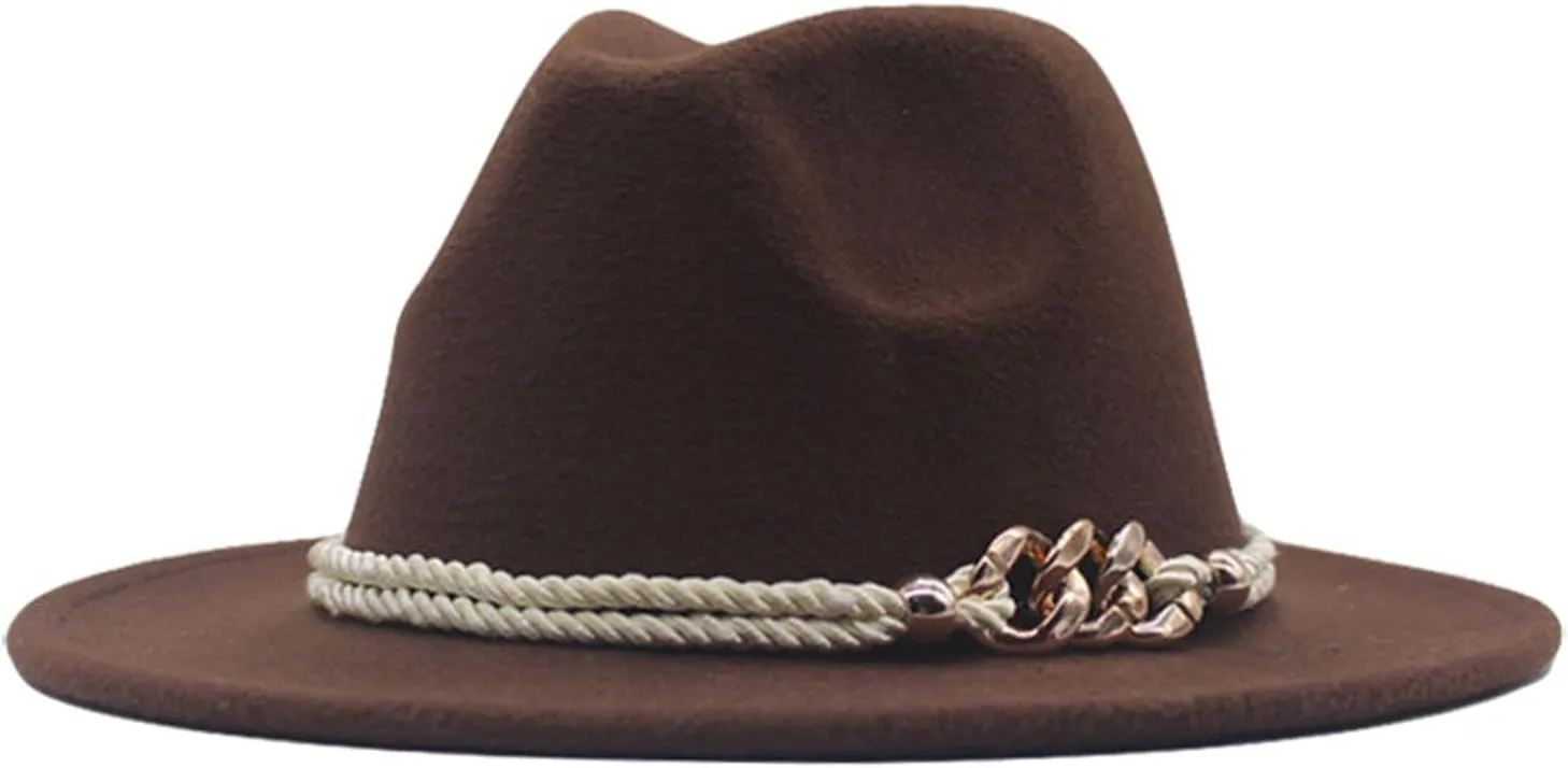Hat Fedora Classic Wide Belt Floppy Wool Womens Hat Panama Buckle Baseball Caps Caps 47 Coffee