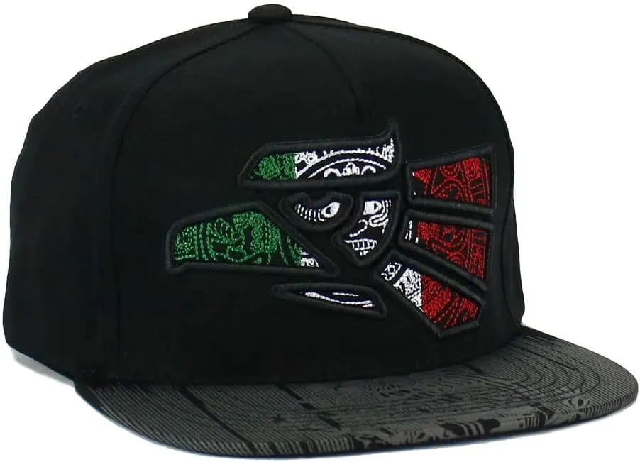 Mexico Mexican Hat Aztec Hecho En Mexico Eagle Aguila Embroidered Snapback Size Adjustable Flat Bill Baseball Cap