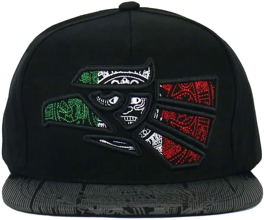 Mexico Mexican Hat Aztec Hecho En Mexico Eagle Aguila Embroidered Snapback Size Adjustable Flat Bill Baseball Cap
