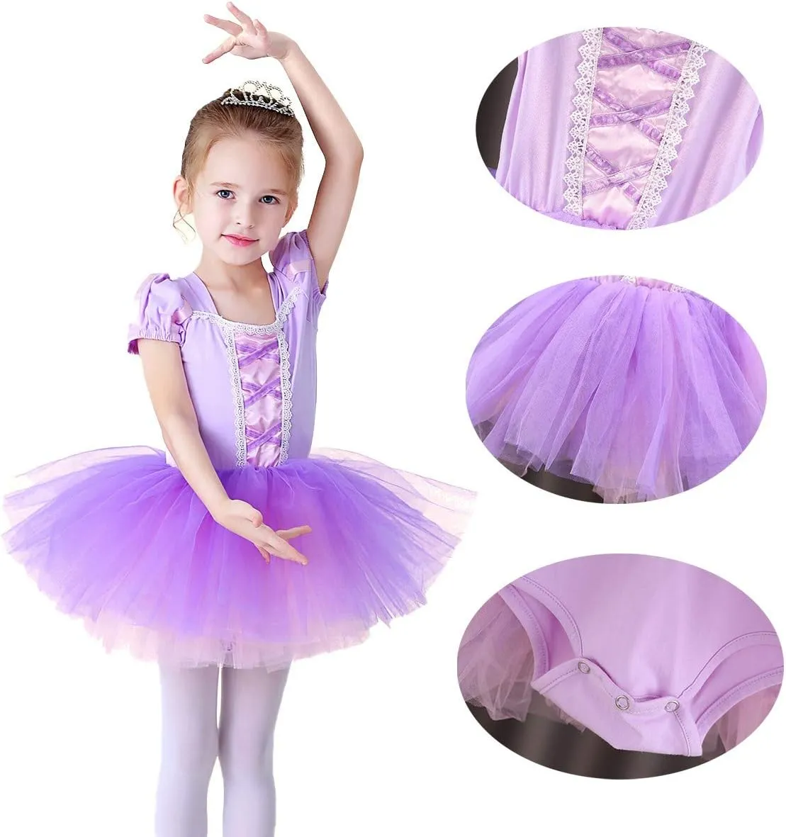 MYRISAM Princess Leotards for Girls Ballet Dance Tutu Skirted Ballerina Dress Birthday Fancy Party Halloween Costumes