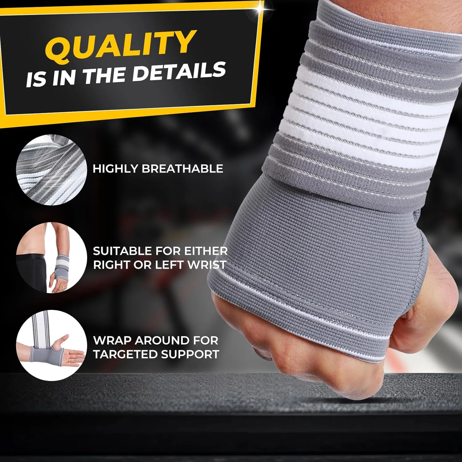 NeoTech Care Hand Palm Wrist Support (Gray, Size S, 1 Pair)