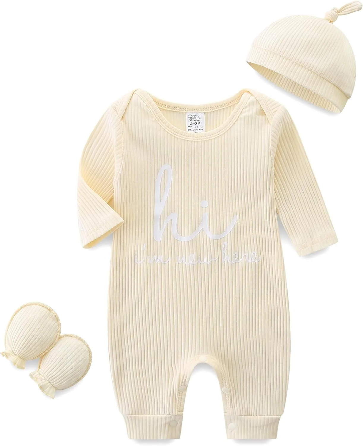 Newborn Romper Baby Boys Girls Clothes Set Infant Jumpsuit Hat Gloves Set