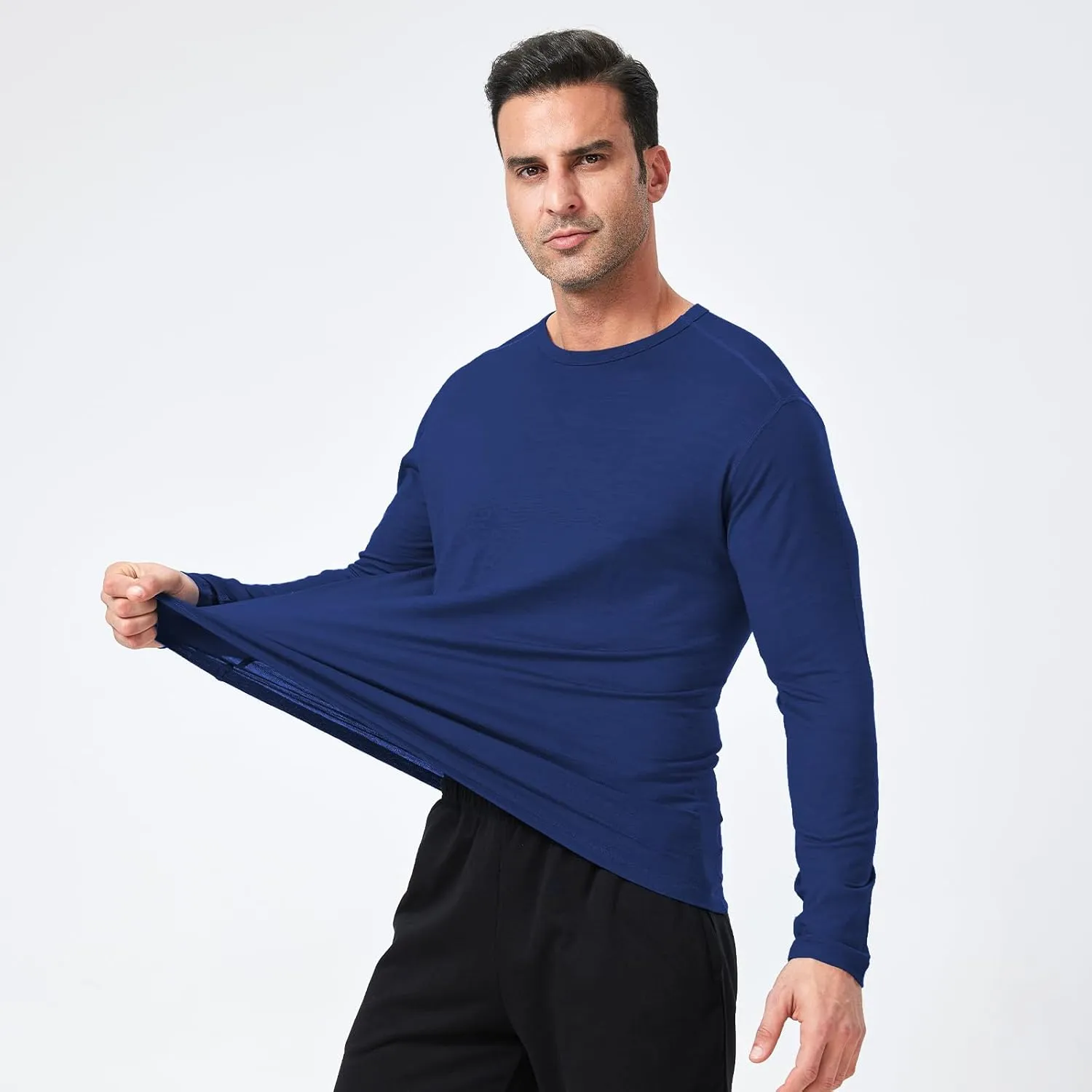 Outdoor Men's Merino Wool Quick-Drying Hiking Warm Long-Sleeved Underwear Sports ski Base top 180g
