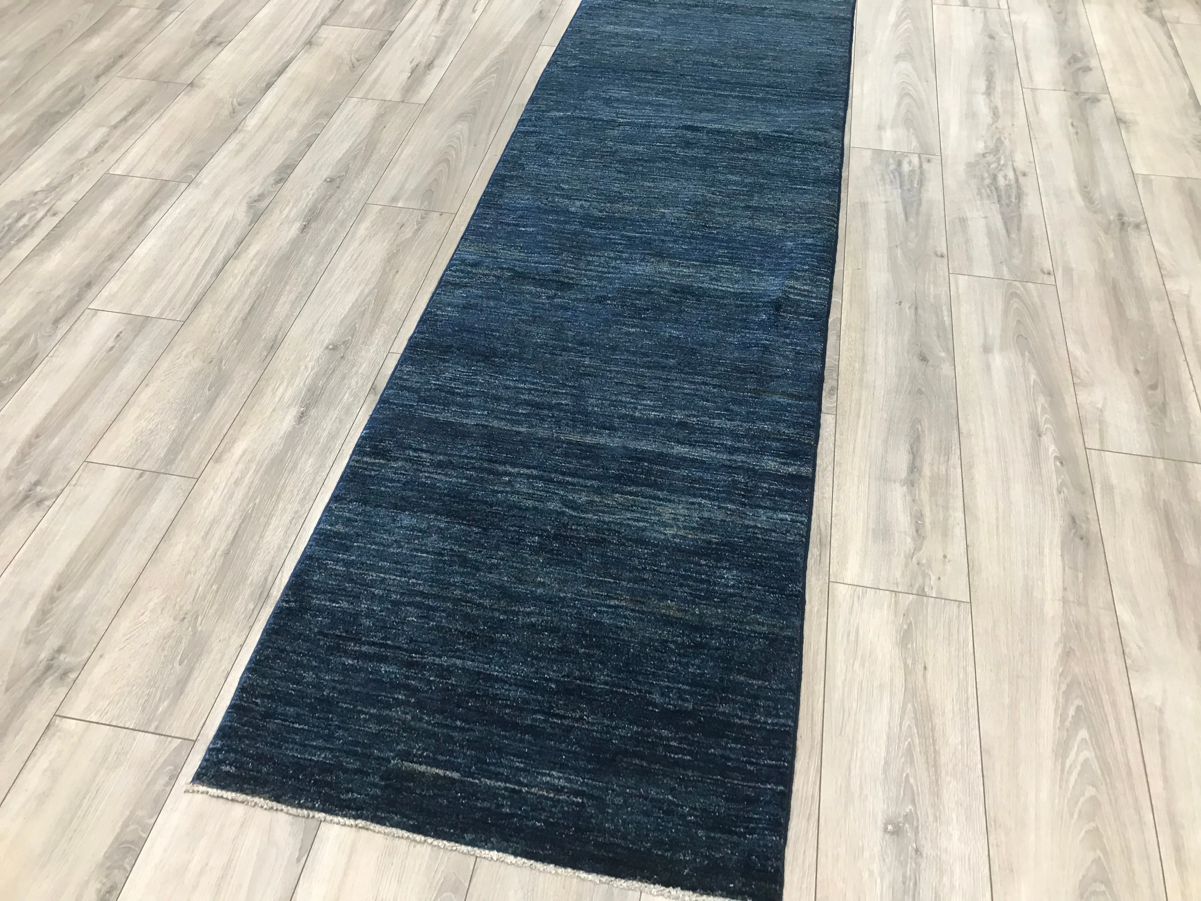 Pakistan Plain Blue Hand Knotted wool 2.6 x 10