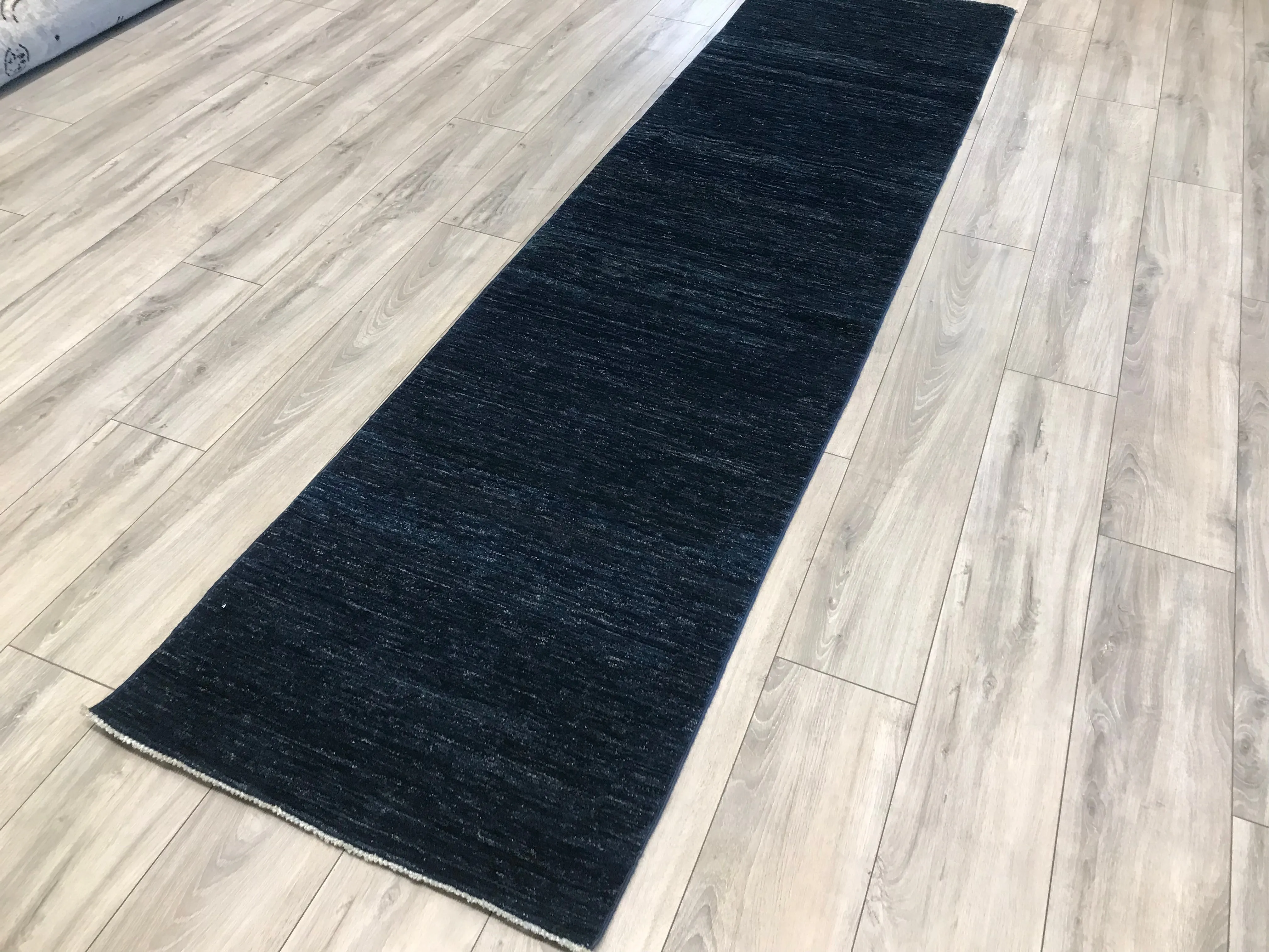 Pakistan Plain Blue Hand Knotted wool 2.6 x 10