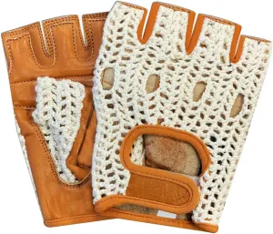 Real Soft Leather Crochet Net Fingerless Driving Weight Training Cycling Wheelchair Gloves W-1037