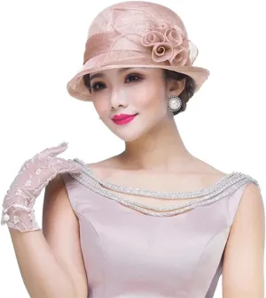 Retro Sinamay Veil Flower Bride Wedding Fascinator Hat Feather Bowler Hat Hair Accessory Banquet Cocktail Party