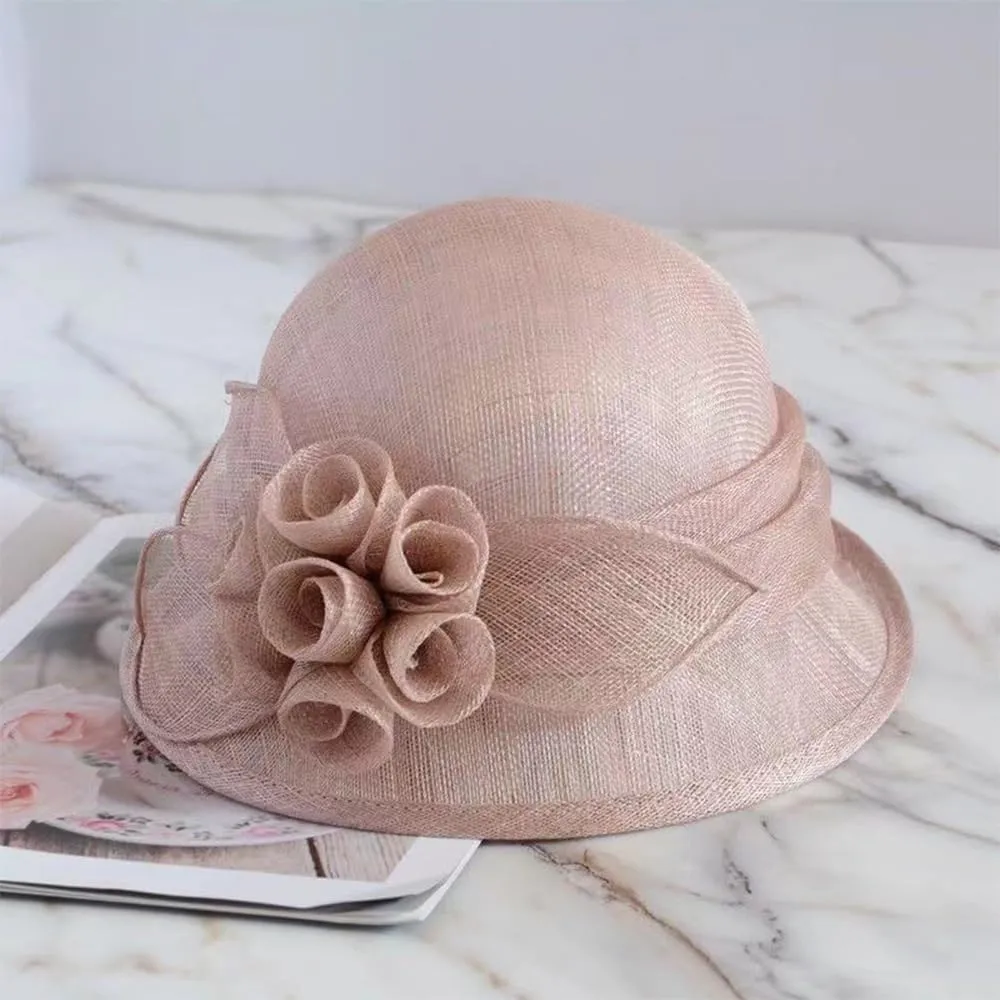Retro Sinamay Veil Flower Bride Wedding Fascinator Hat Feather Bowler Hat Hair Accessory Banquet Cocktail Party