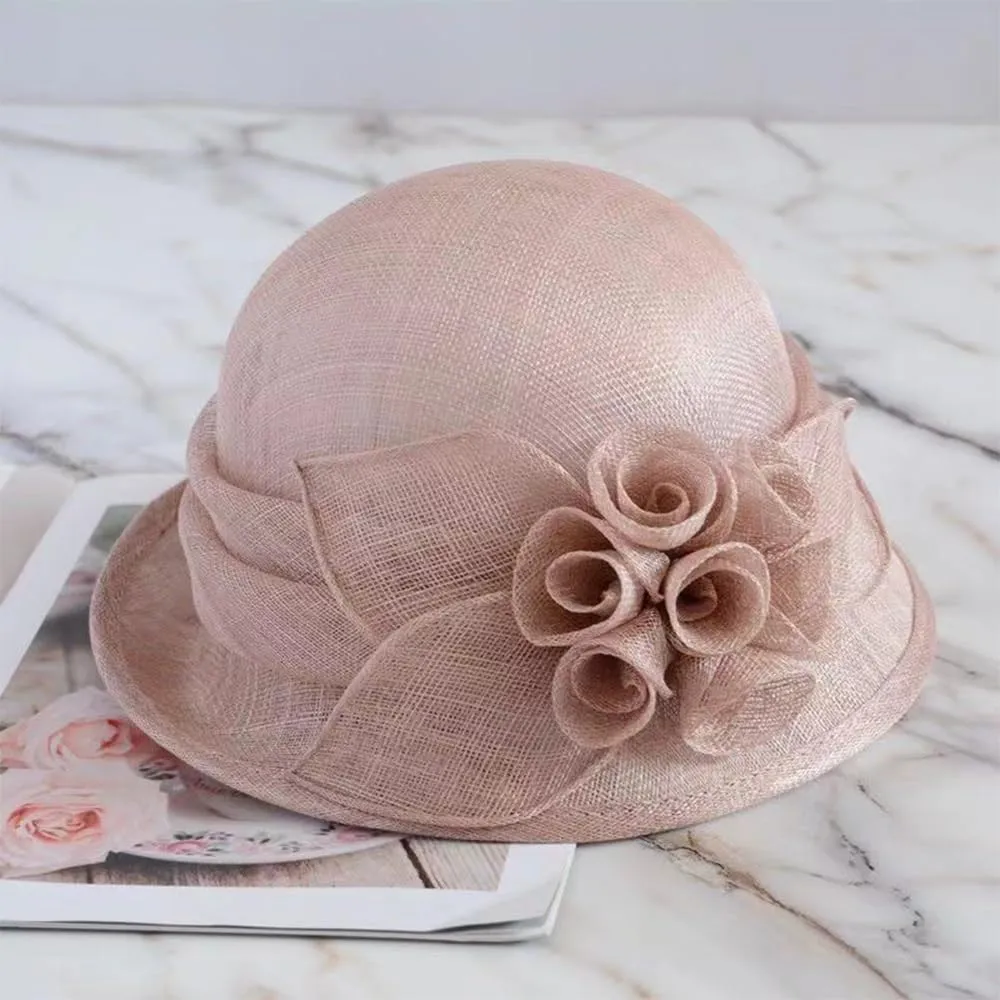 Retro Sinamay Veil Flower Bride Wedding Fascinator Hat Feather Bowler Hat Hair Accessory Banquet Cocktail Party