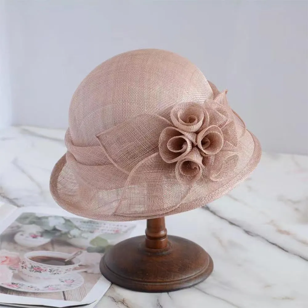 Retro Sinamay Veil Flower Bride Wedding Fascinator Hat Feather Bowler Hat Hair Accessory Banquet Cocktail Party