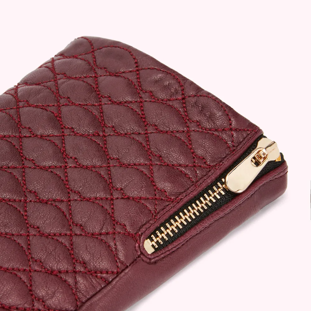 ROSEWOOD EMBROIDERED LIPS LEATHER GLOVES